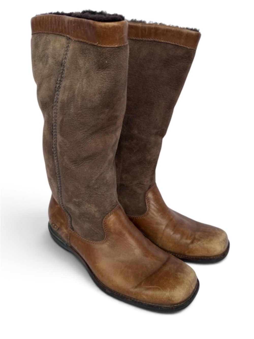 UGG Women’s Brooks Brown Leather & Suede Tall Winter Boots- 8